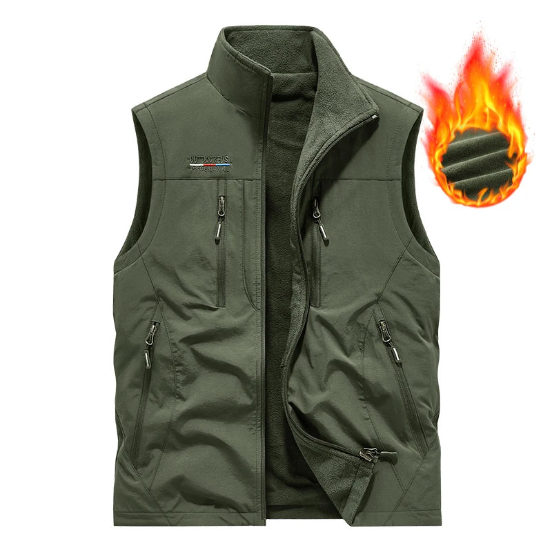 Gilet d'extérieur pour hommes, nouvel article d'automne et d'hiver avec plusieurs poches, vêtements Double face et gilet en velours, gilet ample surdimensionné