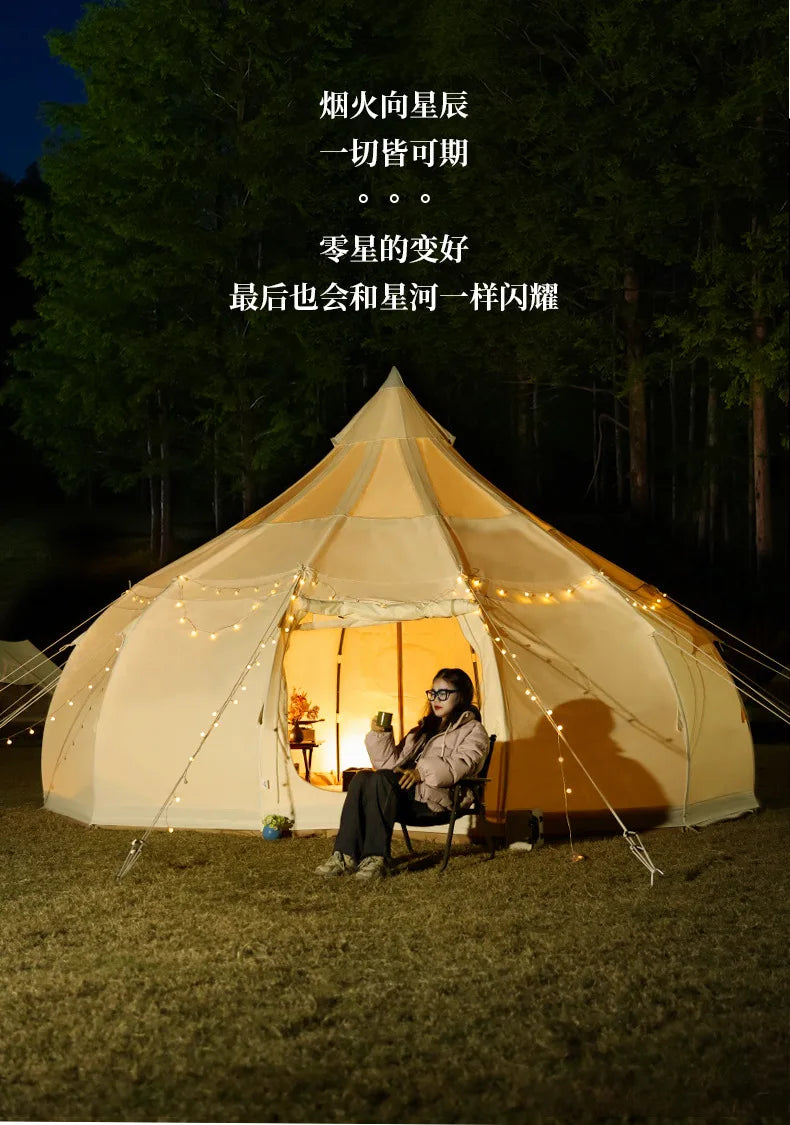 Tente Star Gazer avec logo personnalisé, 4m, 5m, 6m, quatre saisons, camping, blanc, kaki, Oxford, coton, étanche, goutte d'eau pour la fête