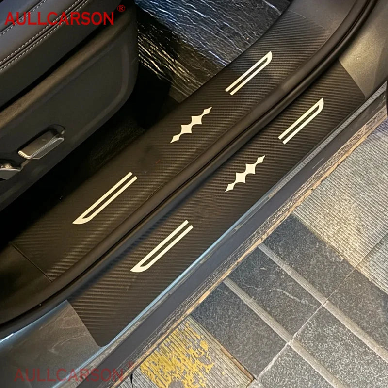Autocollants en cuir pour seuil de porte de voiture BYD Leopard Titanium 3 2025, plaque de Protection, accessoires de seuil en Fiber de carbone, 10 pièces