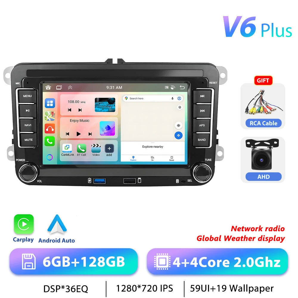Podofo 7 "9" CarPlay Android autoradio pour Volkswagen VW Golf Passat JETTA Skoda siège voiture système Intelligent 2din GPS autoradio
