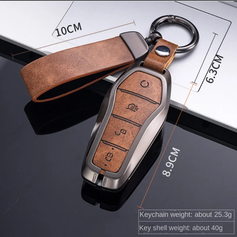 Étui pour clé pour BYD Song Plus Atto 3 Han EV Tang DM Qin joint dauphin cuir métal porte-clés à distance porte-clés accessoires de voiture