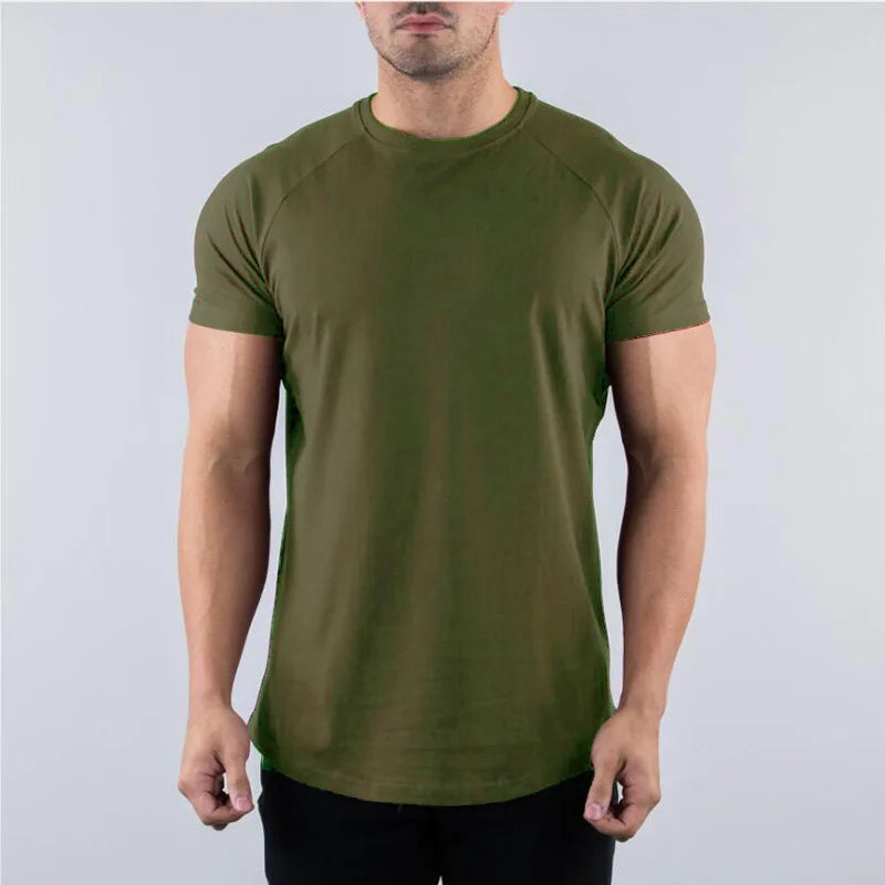 Hommes été maigre T-Shirt style décontracté à manches courtes t-shirt mâle gymnase Fitness Sport couverture en coton homme course entraînements sweat vêtements