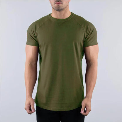 Hommes été maigre T-Shirt style décontracté à manches courtes t-shirt mâle gymnase Fitness Sport couverture en coton homme course entraînements sweat vêtements