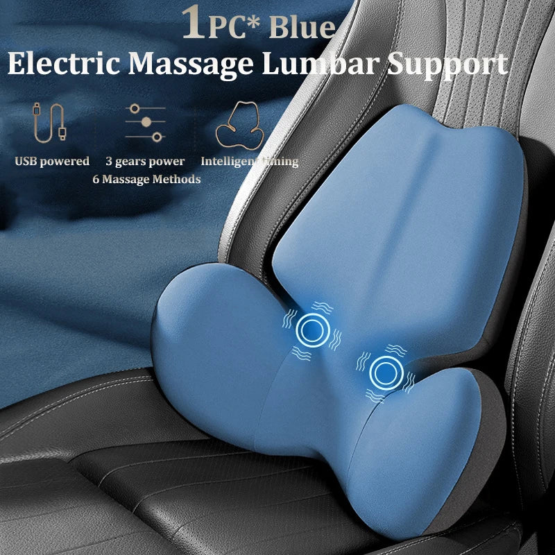 Coussin de dossier électrique pour siège de voiture, massage, sauna, soutien lombaire, vibration de la taille, oreiller cervical, accessoires intérieurs