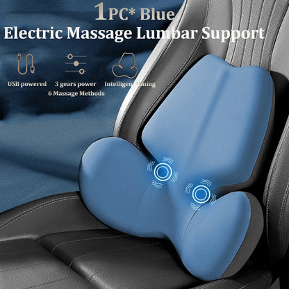 Coussin de dossier électrique pour siège de voiture, massage, sauna, soutien lombaire, vibration de la taille, oreiller cervical, accessoires intérieurs