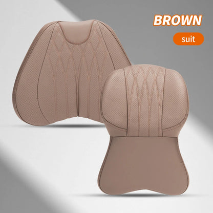 High Quality Universal Car Headrest Cushion Car Seat Neck Pillow Perforated Leather Breathable Lumbar Support Car Pillow