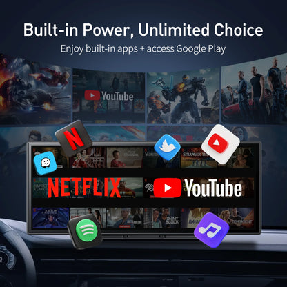 BYUJQ 11.4 'Android 14 8 Core Carplay écran pour voiture Dashcam 4G + 64G sans fil CarPlay et Android Auto Netflix Google Play GPS