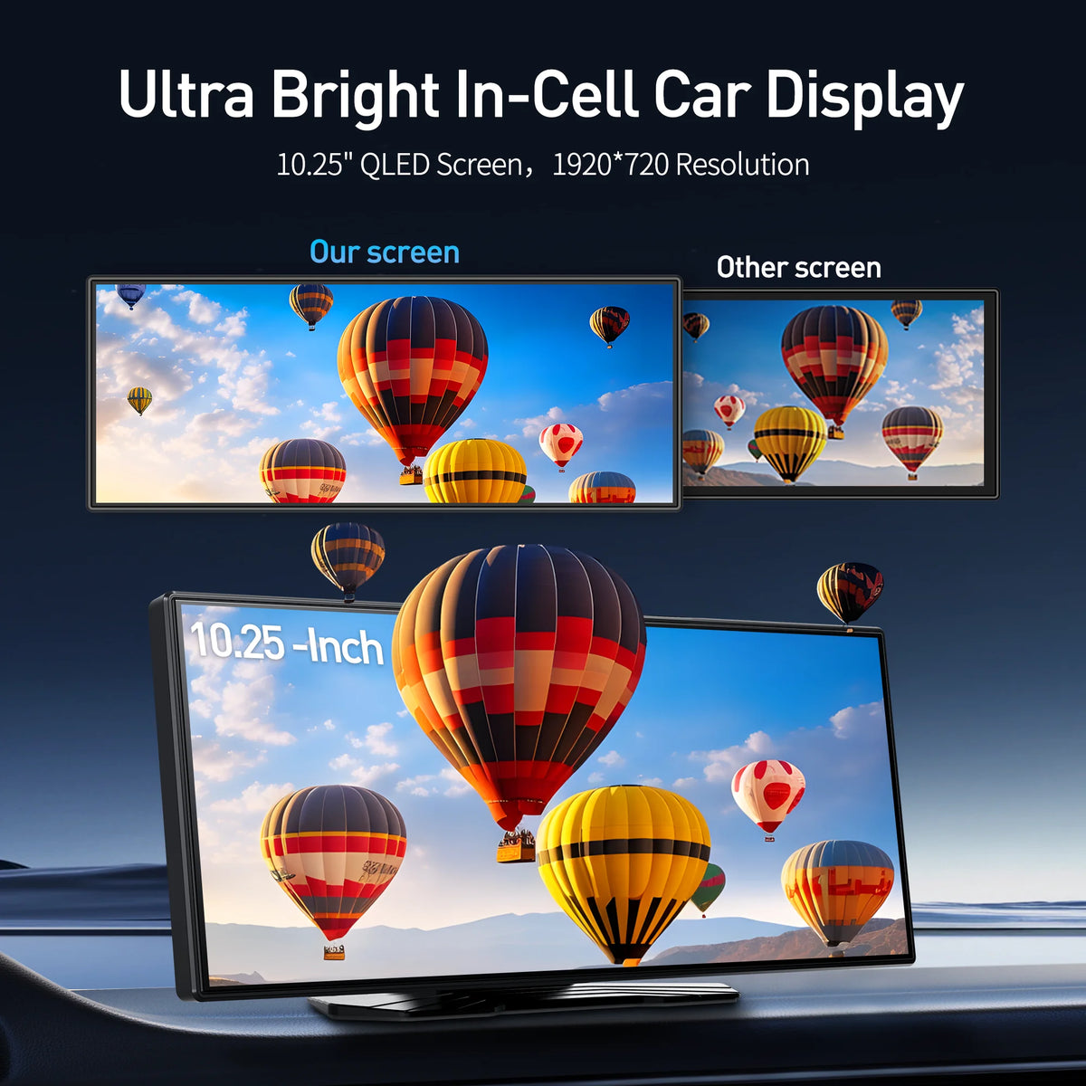 BYUJQ 11.4 'Android 14 8 Core Carplay écran pour voiture Dashcam 4G + 64G sans fil CarPlay et Android Auto Netflix Google Play GPS