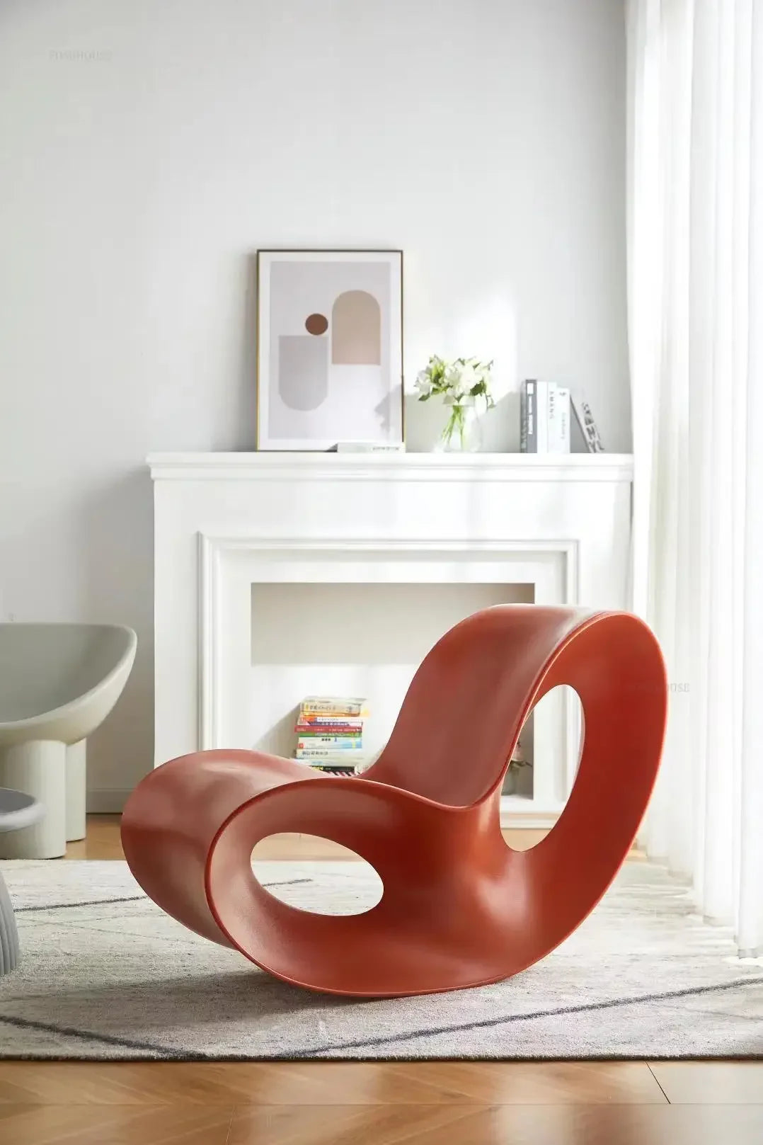 Chaise longue en plastique légère et luxueuse, Chaise à bascule d'extérieur moderne, créative, paresseuse, pour loisirs, maison, balcon, salon