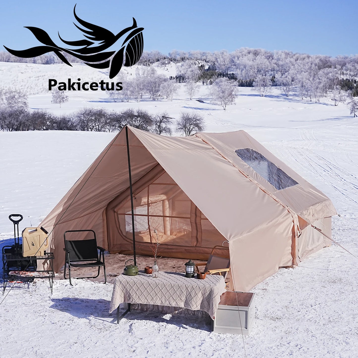 Tente de camping gonflable PAKICETUS pour 4 à 8 personnes avec fenêtres, tente de camping portable résistante à l'eau