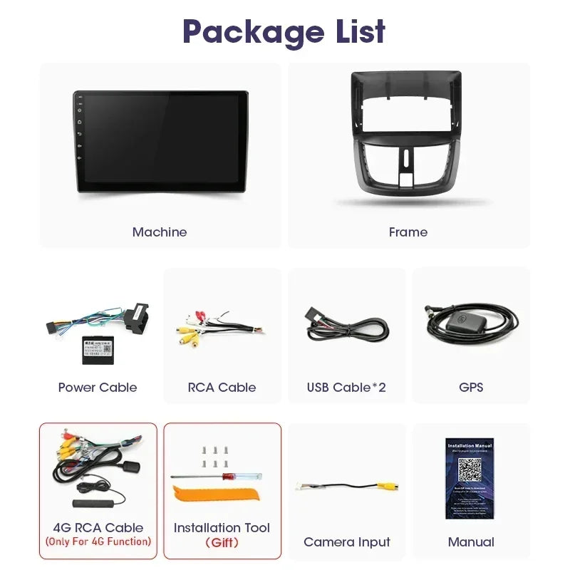 Autoradio Carplay sans fil Android pour Peugeot 207 CC 207CC 2006-2015 lecteur multimédia Navigation 2Din unité principale stéréo Auto