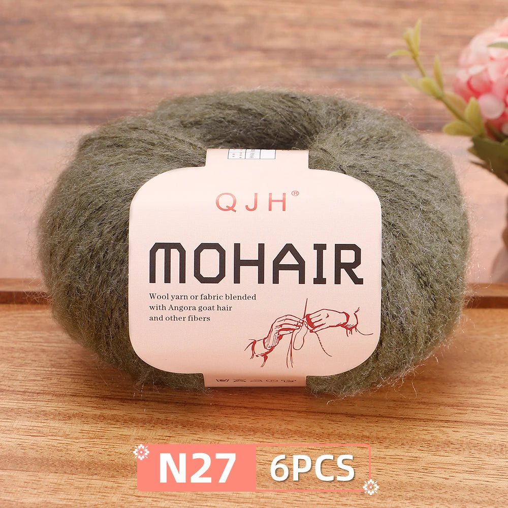 Fil Mohair doux et chaud, 6 paquets/150g, chaussettes de pull en tricot faites à la main, fil d'écharpe châle au Crochet, 60% Mohair, 40% acrylique
