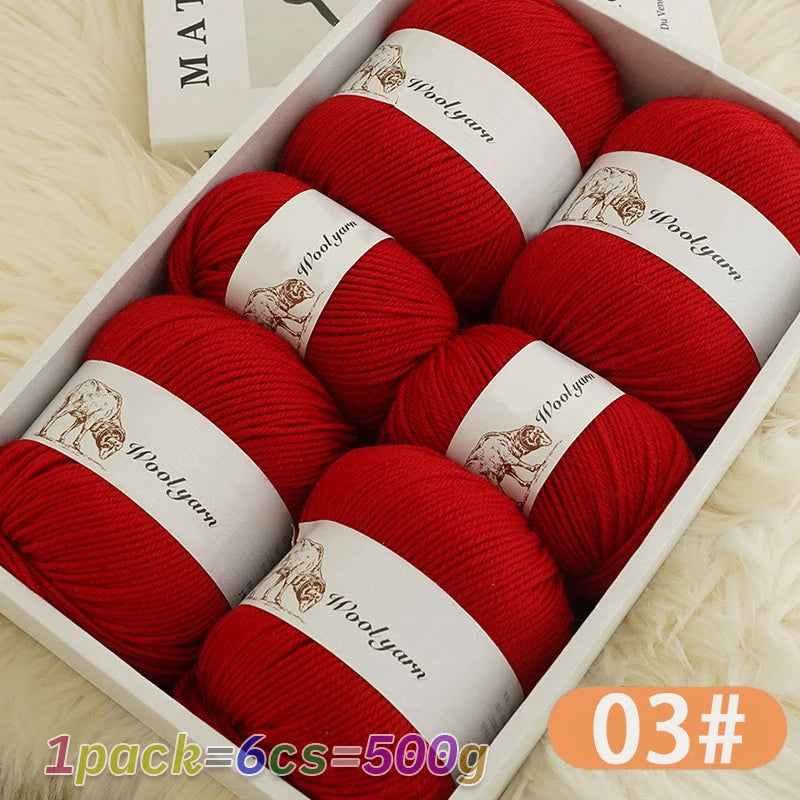 Fil de laine moyen de couleur Pure, 500g, à la mode, Simple, chaud, fait à la main, adapté aux écharpes à tricoter, pulls, gants, chapeaux