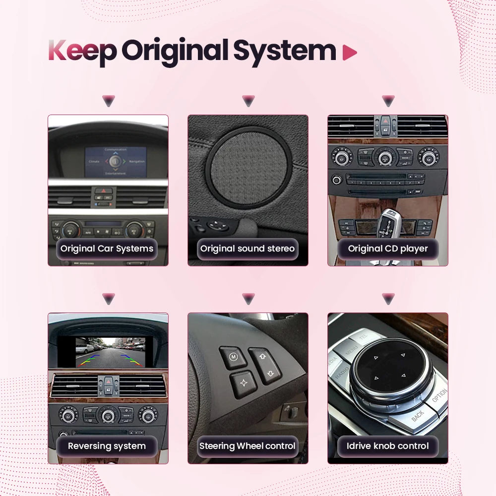 Autoradio Android avec Écran et Lecteur de Limitation pour Voiture BMW Série 5/3, E60/E61/E62/E63/E90/E91/E92/E93/M3, Masque CCC CIC