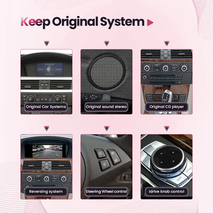 Autoradio Android avec Écran et Lecteur de Limitation pour Voiture BMW Série 5/3, E60/E61/E62/E63/E90/E91/E92/E93/M3, Masque CCC CIC