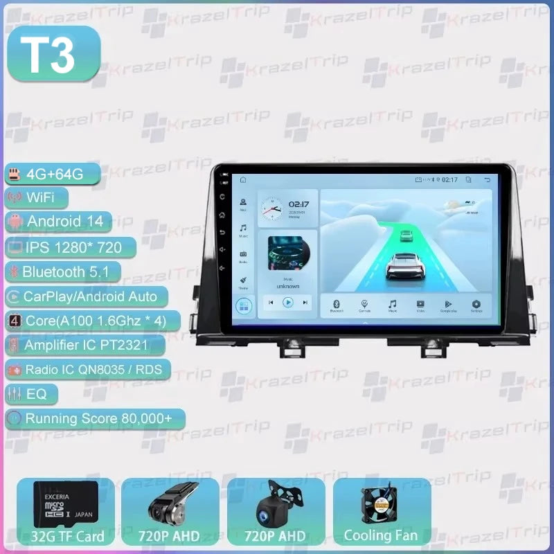 Autoradio Android 9 pouces pour KIA Morning 3 Picanto 2016 2017 2018 2019 2020 - 2023, GPS stéréo Carplay Autoradio DAB WIFI DSP RDS