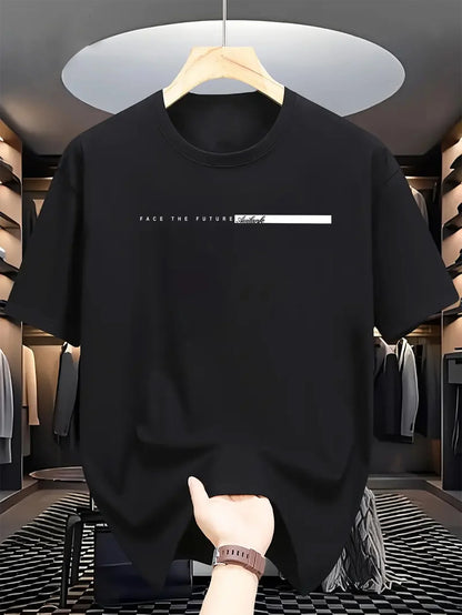 T-shirt à Manches Courtes et Col Rond pour Homme, Haut Décontracté, Coupe Ample, Grande Lettre Imprimée, Style High Street, Unisexe, Été, 100% Coton
