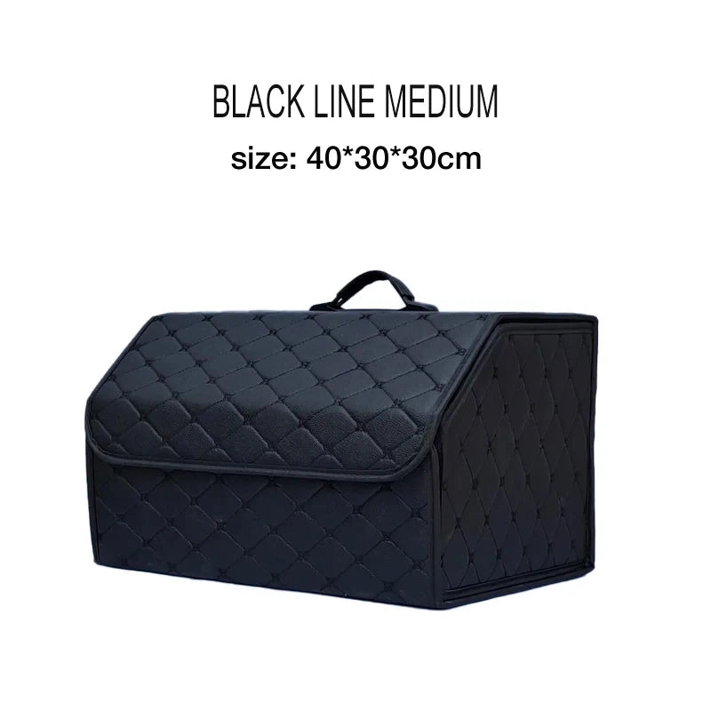 Boîte de rangement de coffre de voiture, grande capacité, sac de rangement d'outils multi-usage automobile, rangement pliable en cuir pour boîte de rangement d'urgence