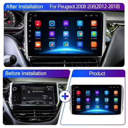 Autoradio multimédia Android 16 pour Peugeot 2008 208 Série 2012-2018 Lecteur Navigation GPS CarPlay sans fil Radio DVD Unité principale