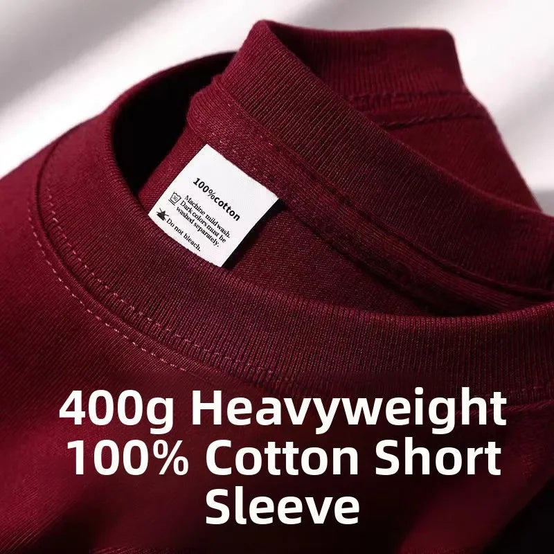 T-shirt à manches courtes en pur coton épais Tianqing couleur été coupe ample unisexe basique Sle confortable respirant décontracté...