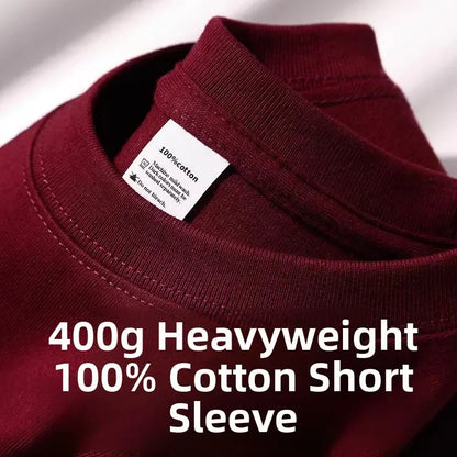 T-shirt à manches courtes en pur coton épais Tianqing couleur été coupe ample unisexe basique Sle confortable respirant décontracté...