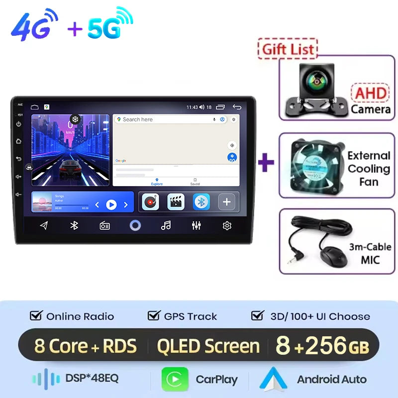 Autoradio multimédia vidéo avec navigation GPS Android16 CarPlay sans fil pour Ford New Transit 2009-2019 Focus 2005-2010