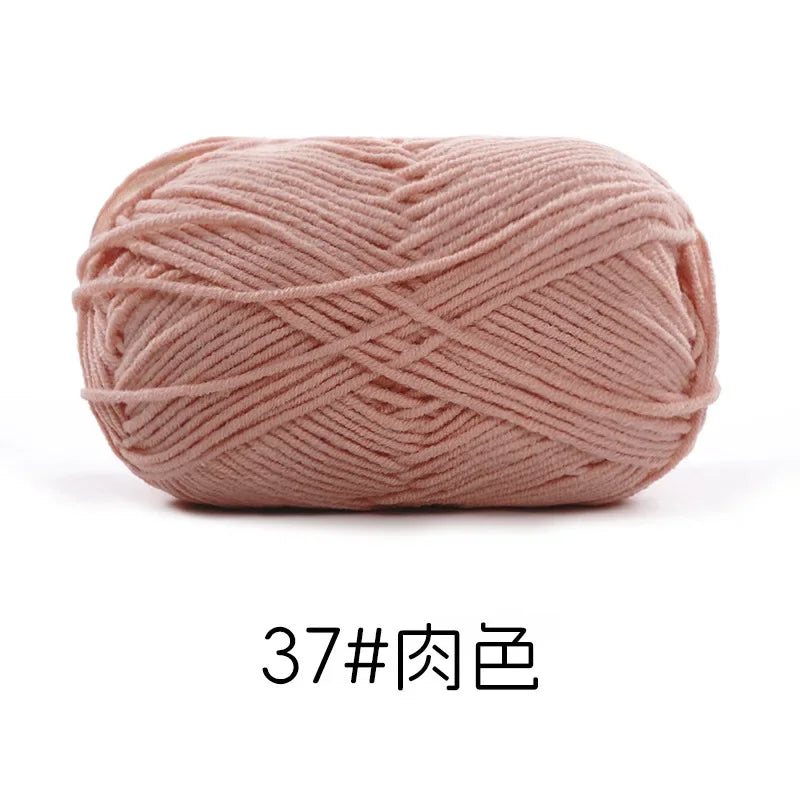 Pelote de Fil de Coton de Lait Peigné à 4 Brins, Laine Douce pour Crocheter et Tisser à la Main, 50g Chacun. 120M)
