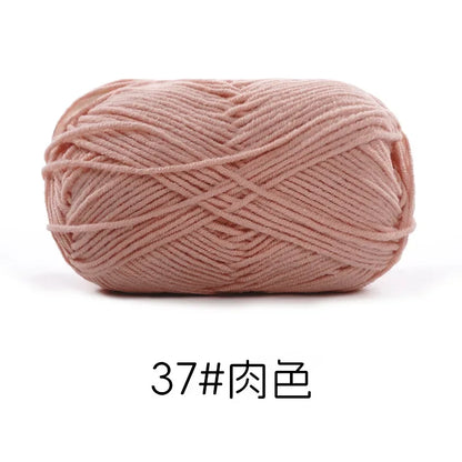 Pelote de Fil de Coton de Lait Peigné à 4 Brins, Laine Douce pour Crocheter et Tisser à la Main, 50g Chacun. 120M)