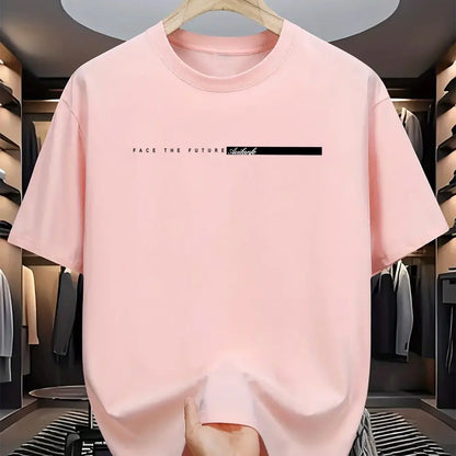 T-shirt à Manches Courtes et Col Rond pour Homme, Haut Décontracté, Coupe Ample, Grande Lettre Imprimée, Style High Street, Unisexe, Été, 100% Coton