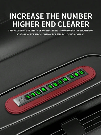 Plaque d'immatriculation de stationnement temporaire de voiture – Carte de contact de téléphone réutilisable à 11 chiffres avec chiffres lumineux, universelle pour tous les véhicules