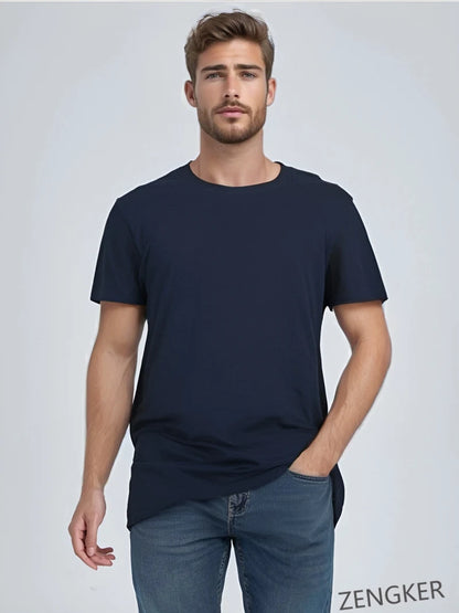 T-shirt d'été à manches courtes pour hommes, col rond, demi-manches, grande taille, en coton, couleur unie, hauts surdimensionnés 12XL, 10XL 9XL