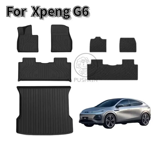Pour Xpeng G6 2023 2024 tapis de sol tapis de coffre tous temps avant arrière tapis de doublure de chargement, imperméable anti-dérapant coussinets de pied accessoires