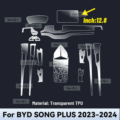 Film d'écran de Navigation de voiture en TPU, autocollant de protection anti-rayures pour BYD SONG Plus EV DMi 2023 2024, accessoires d'intérieur