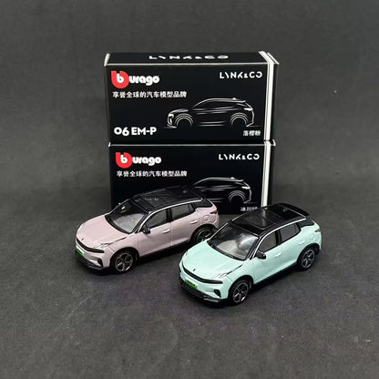 Bburago 1:64 LYNK & CO 06 EM-P SUV modèle de voiture en alliage moulé sous pression en métal nouvelle énergie véhicules électriques modèle de voiture Simulation enfants jouets cadeau