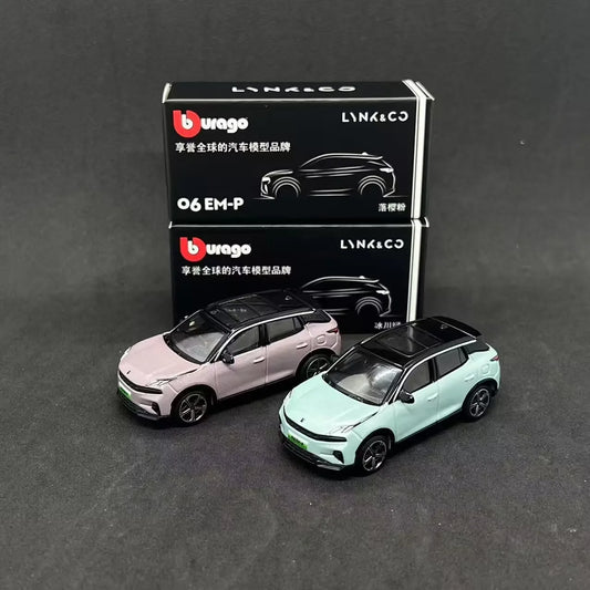 Bburago 1:64 LYNK & CO 06 EM-P SUV modèle de voiture en alliage moulé sous pression en métal nouvelle énergie véhicules électriques modèle de voiture Simulation enfants jouets cadeau