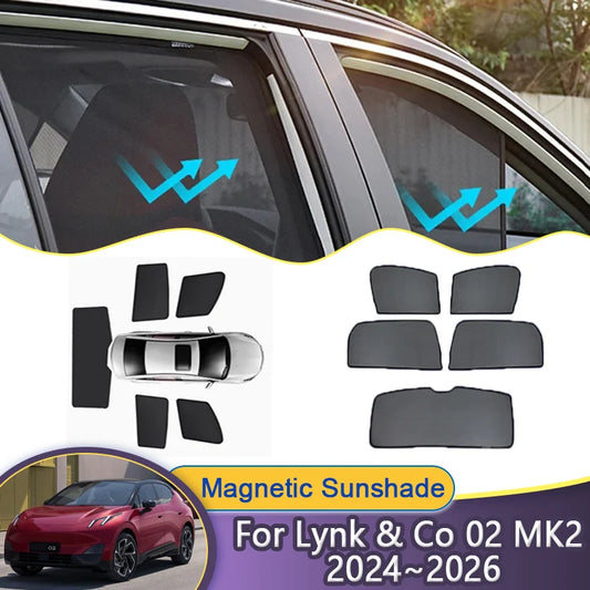 Visière de voiture en maille pour Geely Lynk & Co 02 MK2 Z20 E335 2024 ~ 2026, pare-soleil magnétique en maille, rideaux, accessoires automobiles
