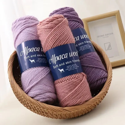 Fil de laine d'alpaga 500g, fil grossier, tissé à la main pour fabriquer des pulls chauds et à la mode, coupe-vent, vestes, foulards, chapeaux, fils