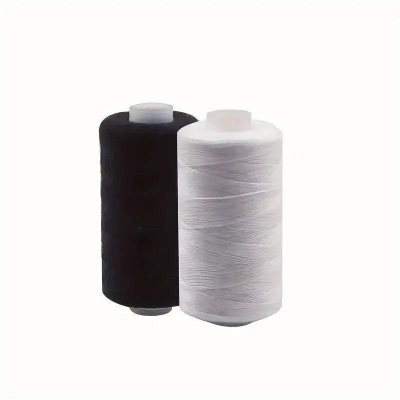 2 pièces fil à coudre domestique couture à la main fil noir et blanc 500 m fil polyester pour machines à coudre et couture à la main