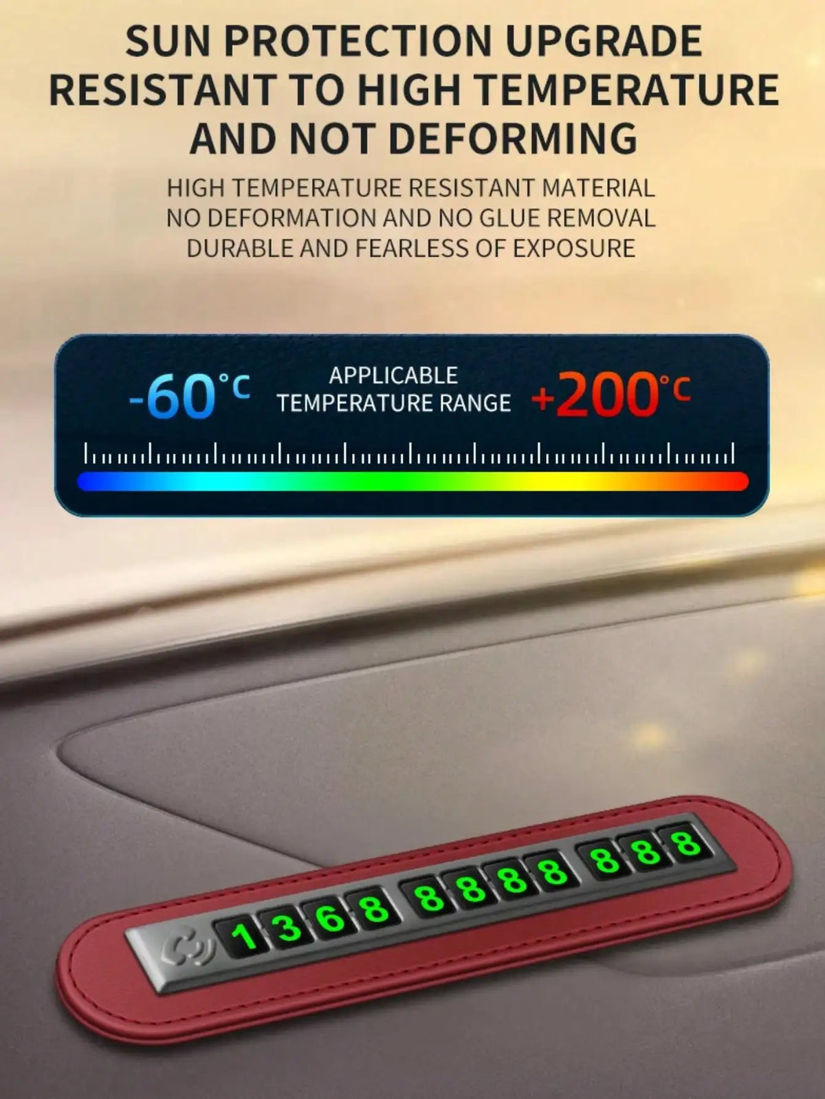 Panneau de stationnement temporaire pour voiture – Carte de contact de téléphone réutilisable à 11 chiffres avec chiffres lumineux, ajustement universel pour tous les véhicules