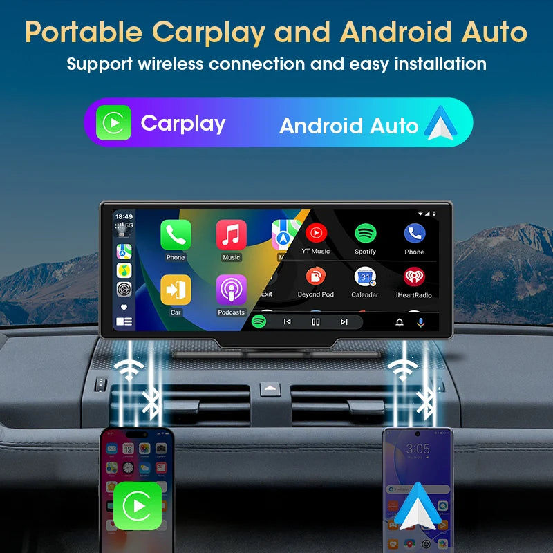 JMCQ autoradio multimédia lecteur vidéo universel sans fil Carplay Android Auto écran avec YouTube Netflix Bluetooth WIFI