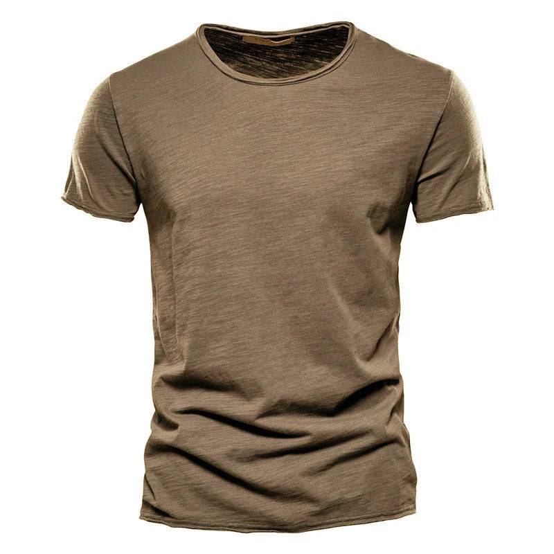 100% coton hommes T-shirt décontracté doux Fitness été mince T-shirts hommes vêtements de maison col rond à manches courtes solide T-shirt pour hommes