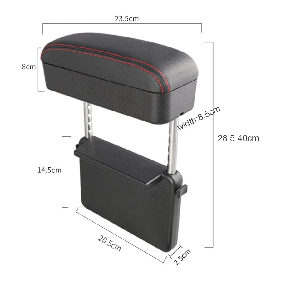 Leather Auto Car SUV Front Seat Side Gap Center Console Storage Box Organizer Pocket Adjustable Lifeable Armrest