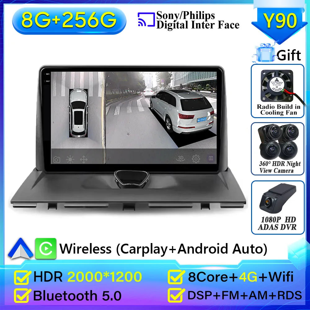 Autoradio Carplay pour KIT Rods 2 G9, Cristaux en Jumpy, Fiat Scudo, Toyota Proace 2007-2017, Navigation GPS, No 2Din, 4G