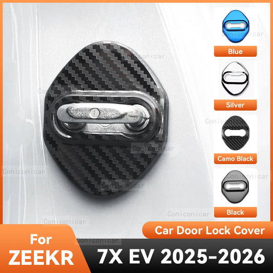 Pour ZEEKR 7X EV 2025 2026 accessoires serrure de porte de voiture protéger couvercle emblèmes boîtier en acier inoxydable décoration Protection