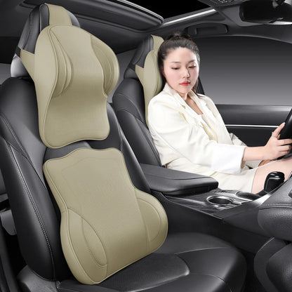 Coussin de nuque et support lombaire en mousse à mémoire de forme pour voiture, soulage le cou et le bas du dos, facile à installer, disponible en plusieurs couleurs