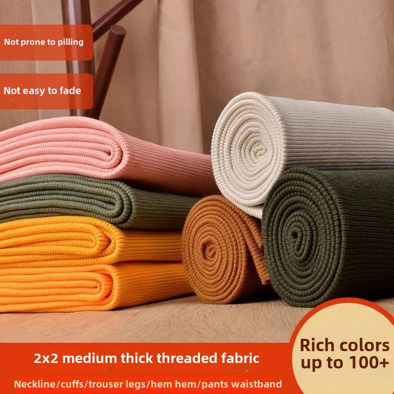 Tissu fileté élastique en coton, manches de sweat-shirt, col, ourlet, bord inférieur, tissu tricoté à revers élastique pour vêtements