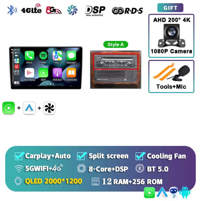 Autoradio Android 15 pour Peugeot 307 CC 307CC 307SW 2002 - 2013 sans fil Carplay Android Auto stéréo lecteur multimédia 4G 2 Din