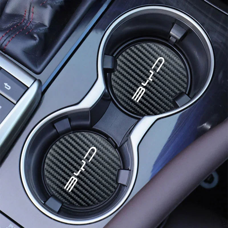 Dessous de verre étanche pour voiture, 2 pièces, tapis de tasse d'eau antidérapant pour BYD Atto 3 Yuan Plus Han Tang EV F3 E6 Dmi Song F0 Qin Pro G3 I3