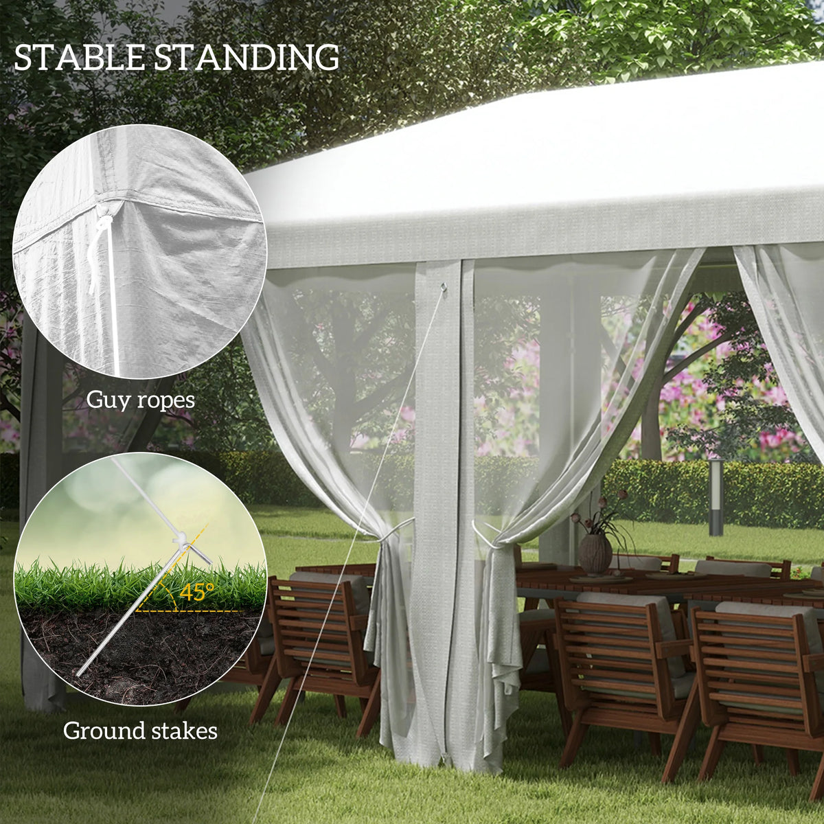 Tente de réception 10x20 pieds pour extérieur, auvent de mariage avec parois latérales amovibles, abri d'ombrage pour événements, barbecues, structure en acier blanc