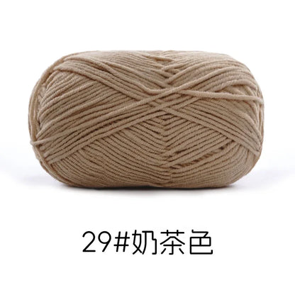 Pelote de Fil de Coton de Lait Peigné à 4 Brins, Laine Douce pour Crocheter et Tisser à la Main, 50g Chacun. 120M)